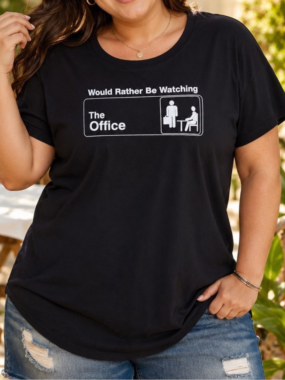 Black "Would Rather Be Watching The Office" Graphic Tee